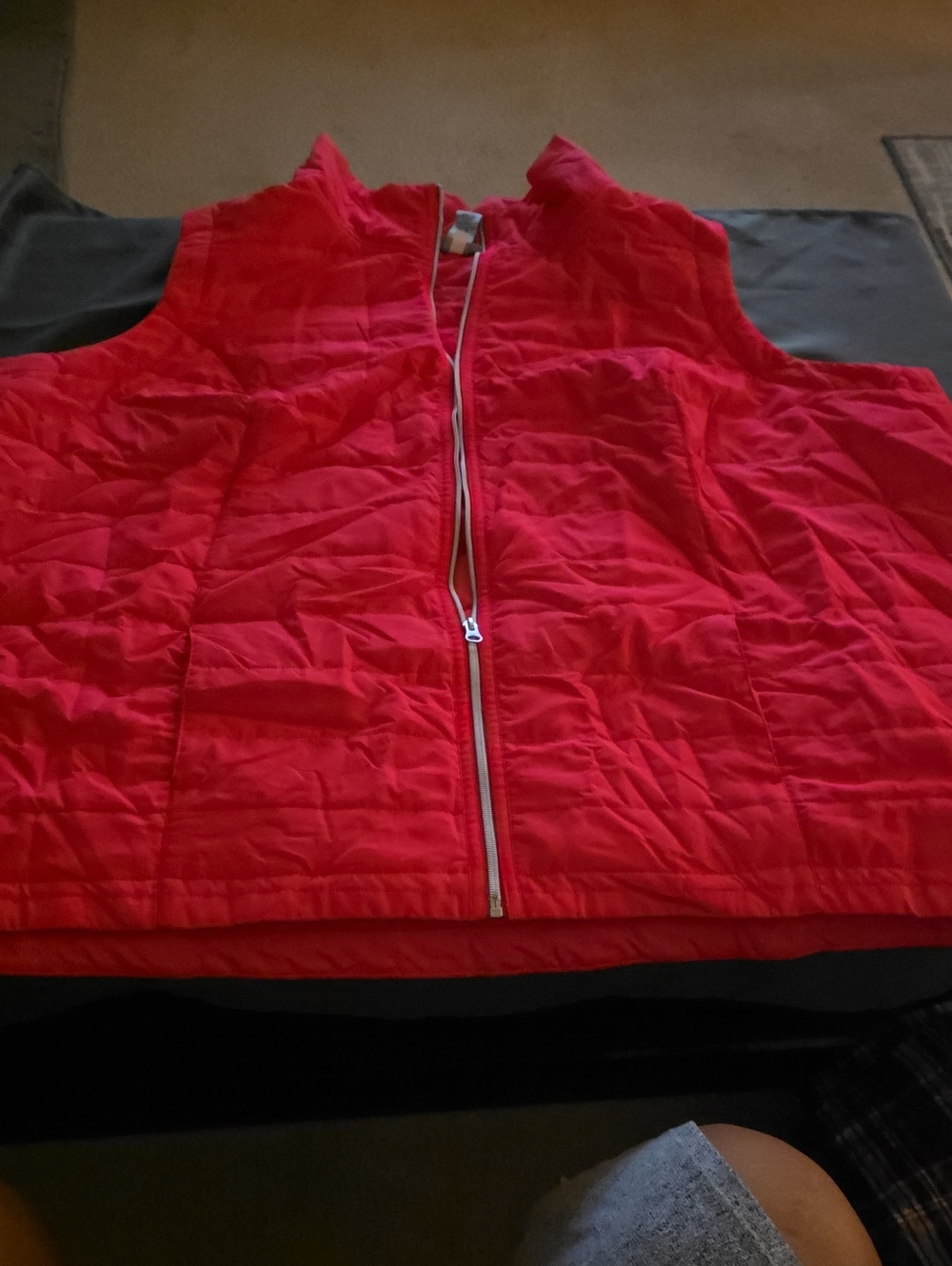 Catherines Red Quilted Zip-Front Vest